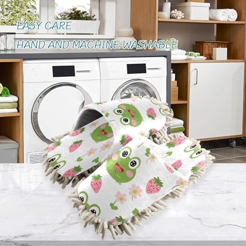 Bulletgxll Cartoon Frogs Cleaning Mop Slippers - M