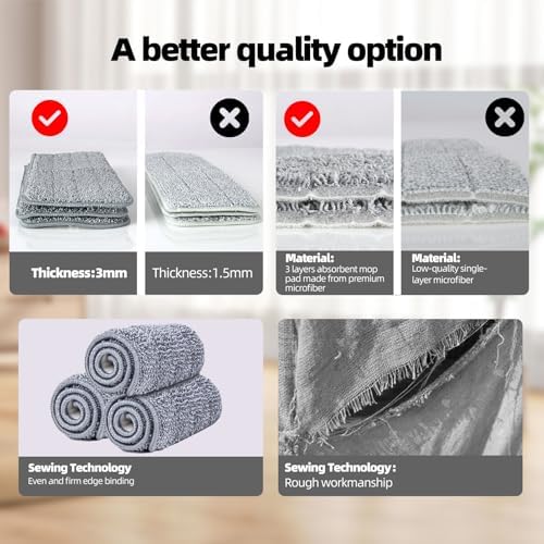 6pcs Microfiber Spray Mop Replacement Heads for Hard Floors