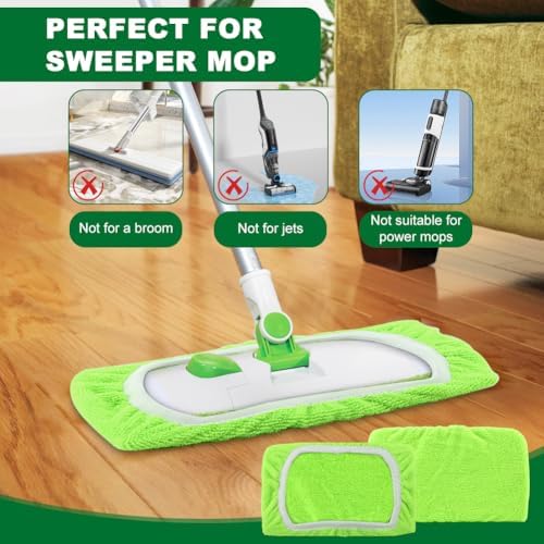 4Pcs Reusable Microfiber Mop Pads for Floor Cleaning