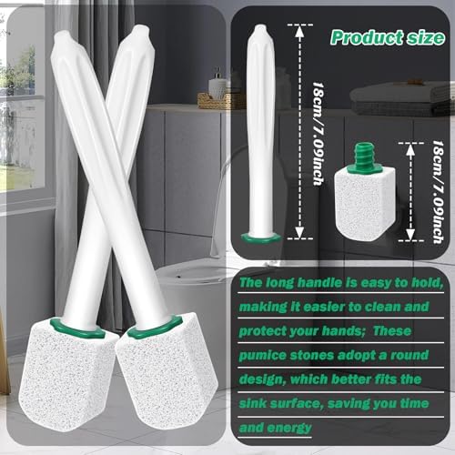 12PCS Pumice Stone with Long Handle for Toilet Cleaning