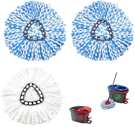 3 Pack Spin Mop Replacement Heads for RinseClean 2-Tank System 1