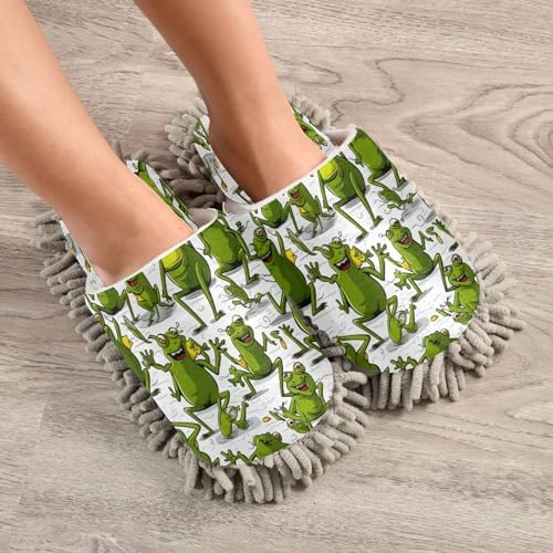 Frogs Pattern Mopping Slippers - Washable Comfortable