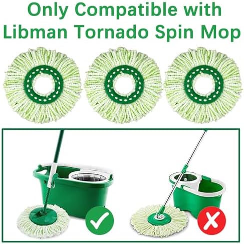 3 Pack Mop Replacement Heads for Libman Tornado Spin Mop System