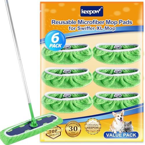 KEEPOW Reusable Mop Pads 6-Pack for Swiffer XL