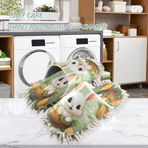 Bulletgxll Rabbit and Carrots Microfiber Cleaning Slippers - M