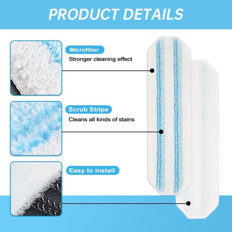 Rinakou 2 Pack Reusable Mop Pads for H2prO System
