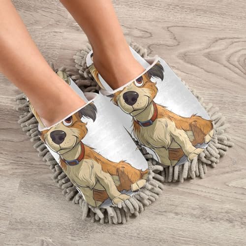 Bulletgxll Cartoon Dog Mopping Slippers L Size