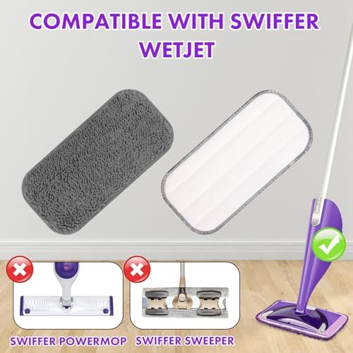 6 Pack Reusable Mop Pads for Swiffer WetJet 1