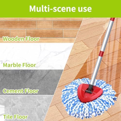 4 Pack Magicmops EasyWring Spin Mop Replacement Heads Blue