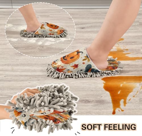 Zhirexin Halloween Cleaning Mop Slippers for Men Women