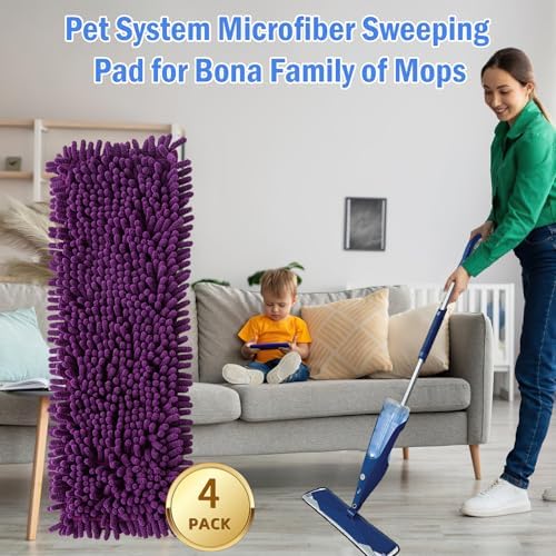 4 Pack ZIONYA Pet Microfiber Mop Pads for Bona Mops