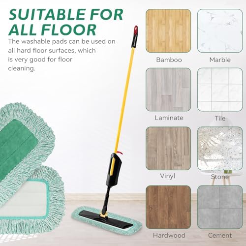 BeiLan Commercial Dust Pad Refill 6 Pack Green Microfiber for Rubbermaid