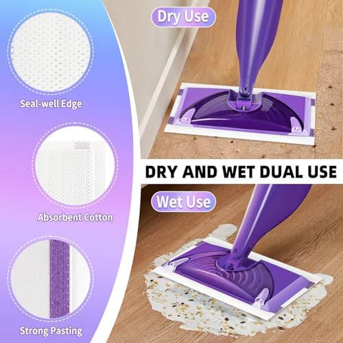 60 Count Disposable Wetjet Pads Refill for Swiffer Wet Jet Mop