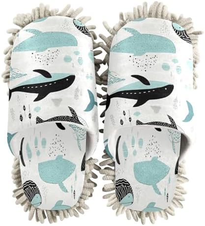 Bulletgxll Cute Whale Mopping Slippers - Washable Floor Mop Replacement