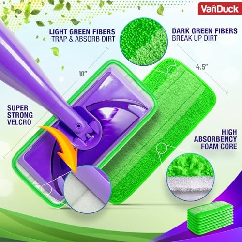 VanDuck Reusable Mop Pads 2 Pack - Microfiber Compatible with Swiffer WetJet