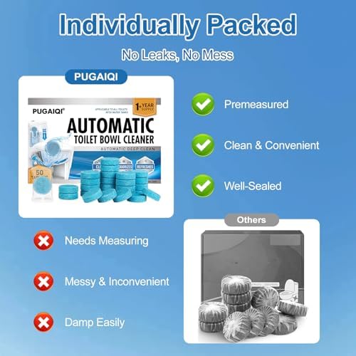 PUGAIQI Toilet Bowl Tablets 50 Count Blue Fresh Scent 1