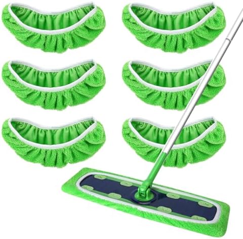 Yicotira Reusable Microfiber Mop Pads - 6 Pack XL Dry Wet Refills