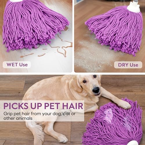 Matthew Microfiber Mop Refill - 2 Heads with 54 Handle Purple