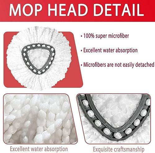 INKjetsclub Compatible Spin Mop Replacement Heads 2 Pack White