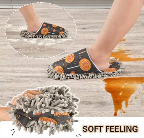 Zhirexin Halloween Cleaning Slippers with Microfiber Mop Pads
