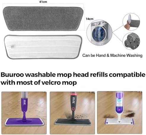 6pcs Microfiber Spray Mop Replacement Heads for Hard Floors