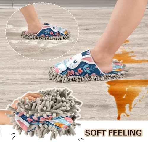 Bulletgxll Easter Rabbit Cleaning Slippers for Men Women L