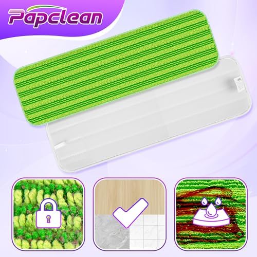 PAPCLEAN Microfiber PowerMop Pads 5 Pack Reusable