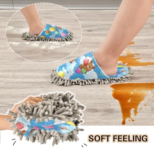 Bulletgxll Mop Slippers - Washable Microfiber Floor Cleaning Slippers for Men Women