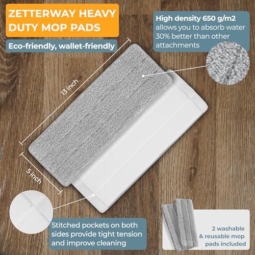 Zetterway 4 Microfiber Mop Pads for 13 Inch Mop Head
