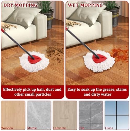 NICEMOVIC 5 Pack Spin Mop Replacement Heads