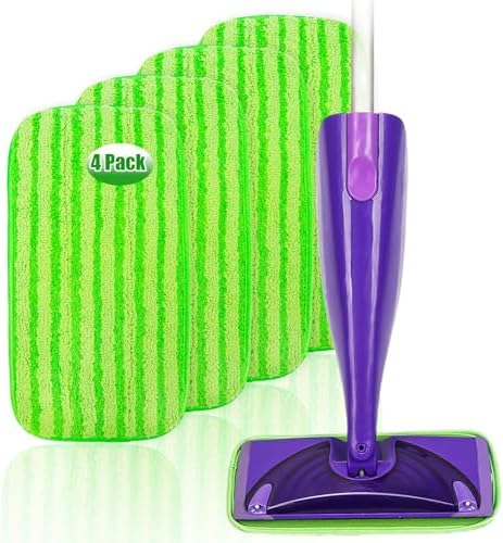 4 Pack Reusable Mop Cloths for Swiffer Wet Jet Mops - Green
