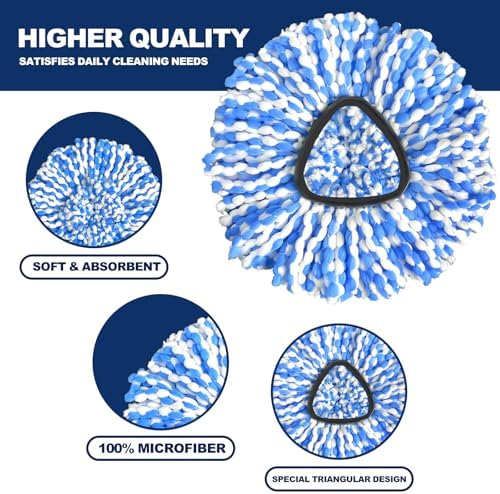 Spin Mop Replacement Heads 4-Pack Machine Washable RinseClean 2-Tank Compatible