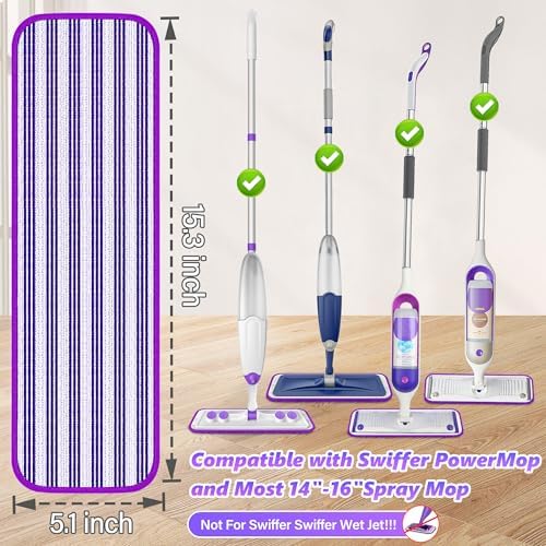 ILAVCLEAN Reusable Mop Pads Refills 12PCS for Swiffer Power Mop