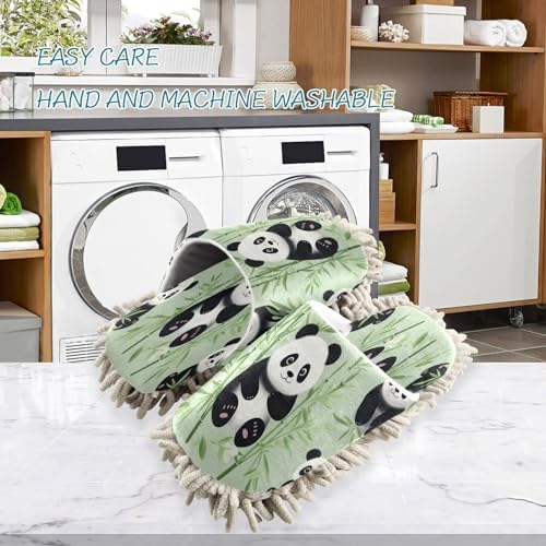 Bulletgxll Panda Bears Microfiber Cleaning Slippers - L