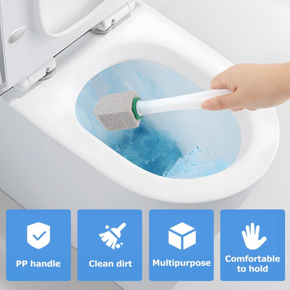 CALIDAKA 10-Pack Pumice Stone Cleaner with Long Handle and Adhesive Hooks