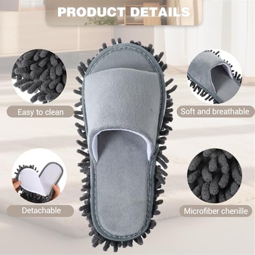 4 Pair Washable Mop Slippers for Floor Cleaning