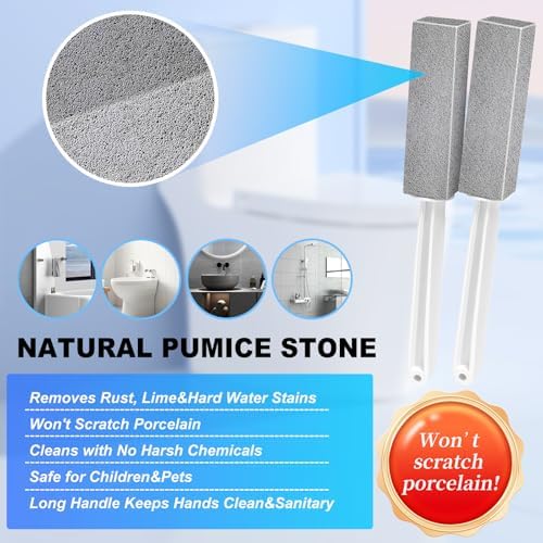 Cnigrpl Toilet Cleaner Pumice Stone 2Pack with Extra Long Handle