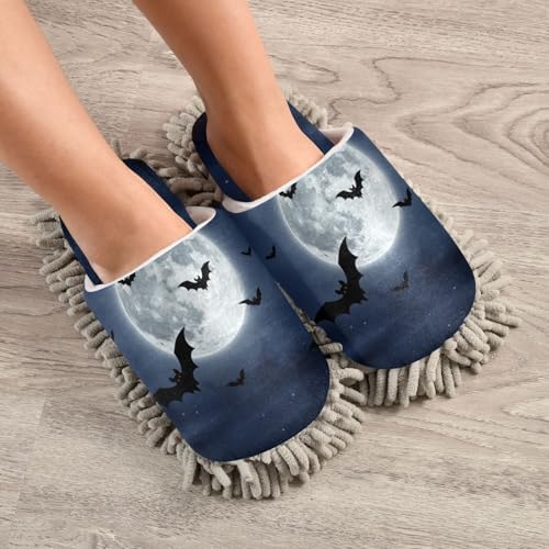 FLildon Microfiber Mop Slippers Halloween Bats Design