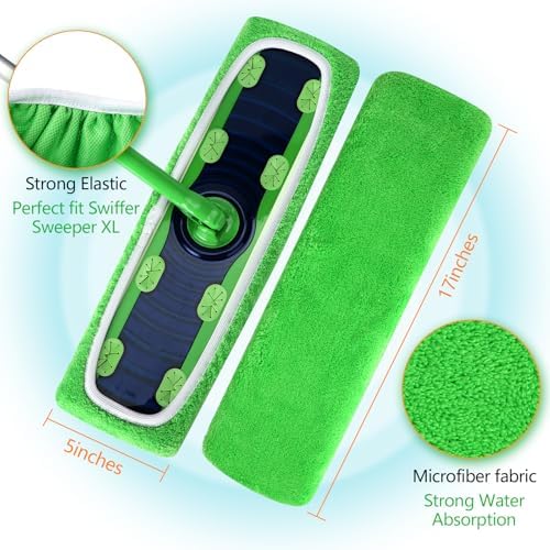 Yicotira Reusable Microfiber Mop Pads - 6 Pack XL Dry Wet Refills