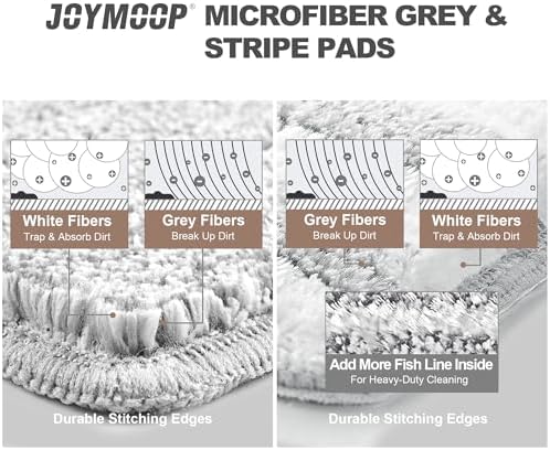 JOYMOOP Replacement Mop Pads 13inch Microfiber 50 Pack - Grey Stripe