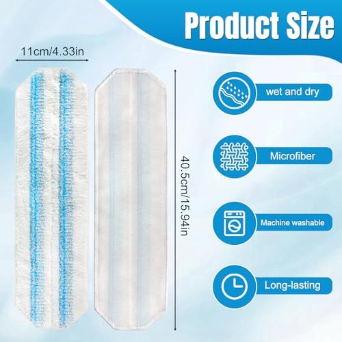 MengTiger 4-Pack Replacement Mop Pads for O-Cedar H2Pro Vileda