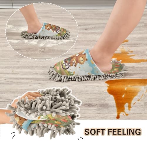 Bulletgxll Cartoon Bears Mopping Slippers - M