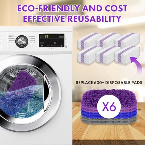 6 Pack Reusable Mop Pads for Swiffer WetJet 1