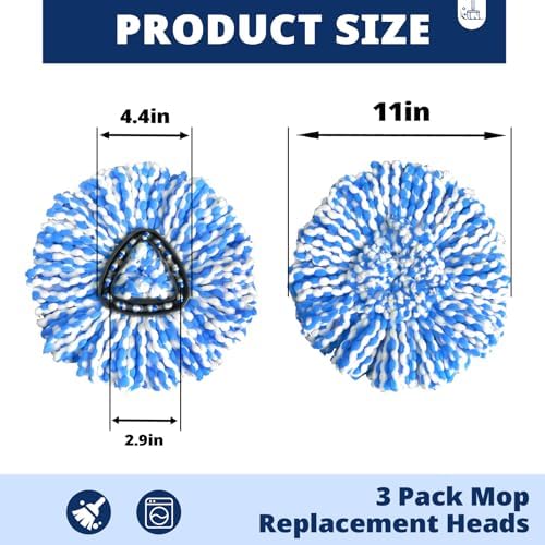 Spin Mop Replacement Heads 4-Pack Machine Washable RinseClean 2-Tank Compatible