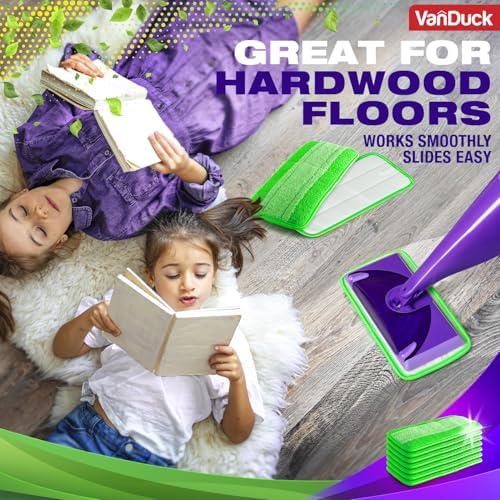 VanDuck Reusable Mop Pads 2 Pack - Microfiber Compatible with Swiffer WetJet