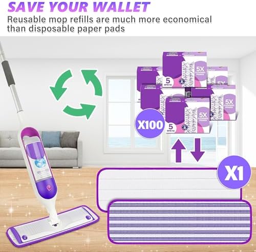 ILAVCLEAN Reusable Mop Pads Refills 12PCS for Swiffer Power Mop