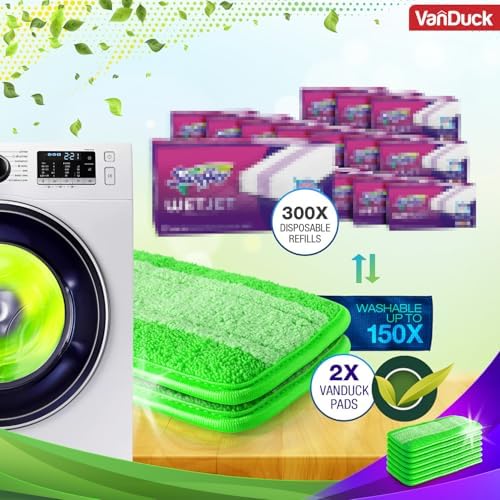 VanDuck Reusable Mop Pads 2 Pack - Microfiber Compatible with Swiffer WetJet