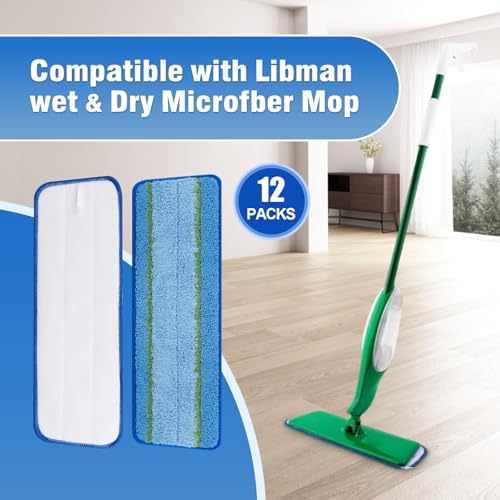 12 Pack Microfiber Mop Pads for Libman Freedom Spray Mop