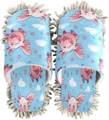 Bulletgxll Cute Pig Microfiber Cleaning Slippers for Men Women