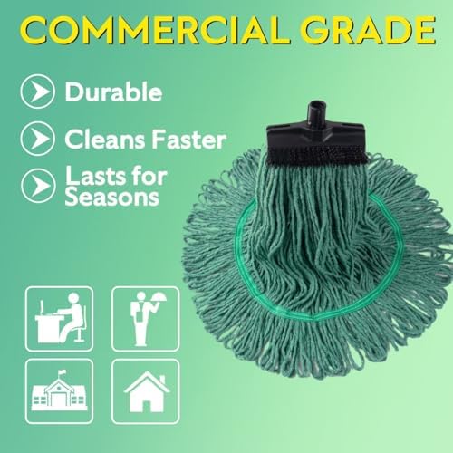 Matthew Heavy Duty Mop Head Replacement 2-Pack Green with Brush